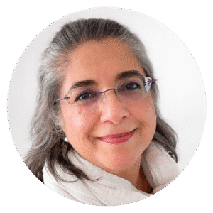 Portrait of Afia Razi in a circular profile image